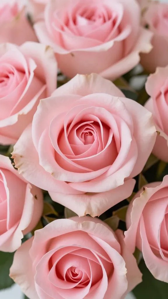 closeup of classic romantic blush-pink rose bouquet petals