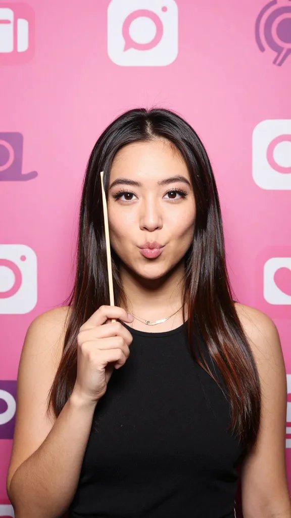 Tight portrait of one photobooth wall prop against an Instagram-ready backdrop