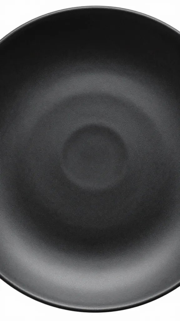 closeup single charcoal dinner plate with matte texture and soft gloss