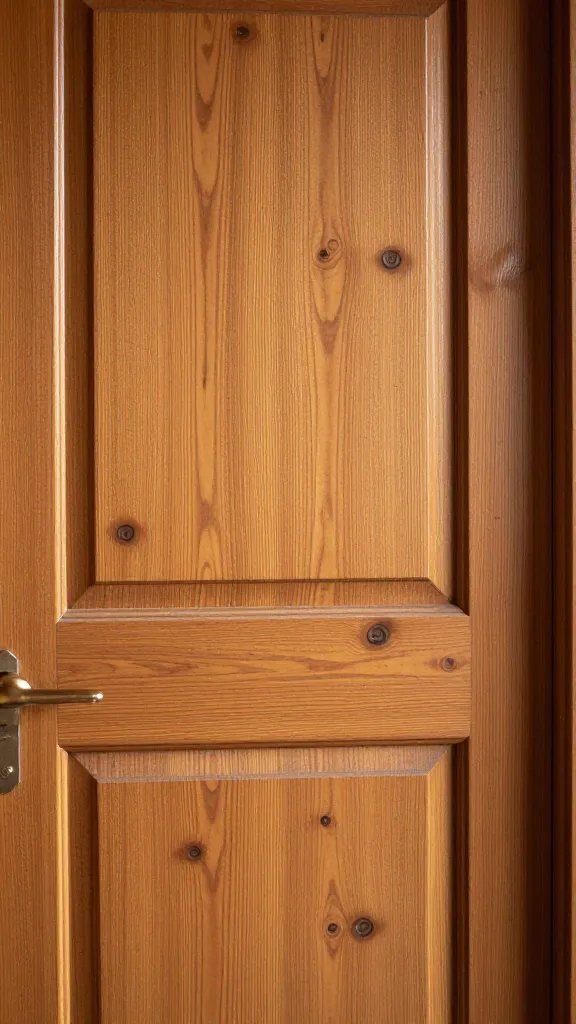 closeup of a rustic venue door with natural light, romantic glow on wood grain