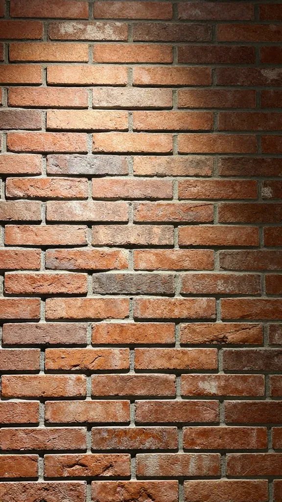Closeup of natural light highlighting a brick-wall backdrop with minimal decor