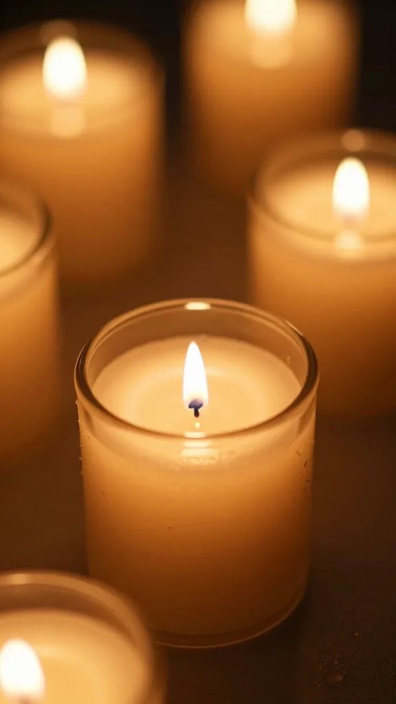 macro shot of amber-dominated candle-lit tablescape detail