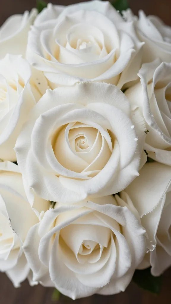 closeup of a bridal bouquet’s velvety petal texture