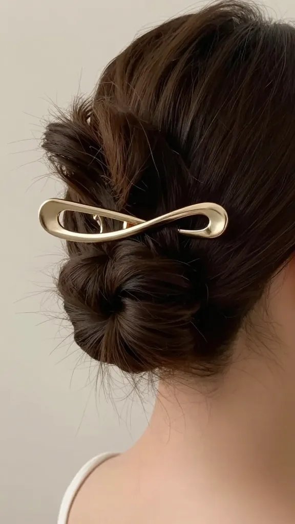closeup of an updo hairpin reflected in a mirror, editorial glow
