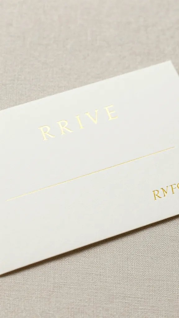 closeup of a gold foil RSVP card on neutral linen