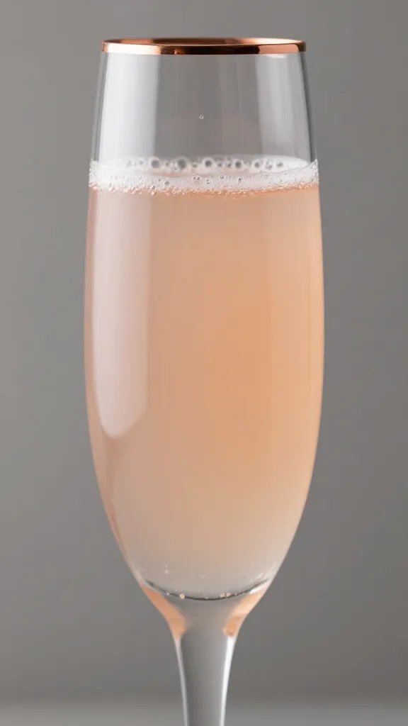 closeup of blush champagne flute with rose-gold rim
