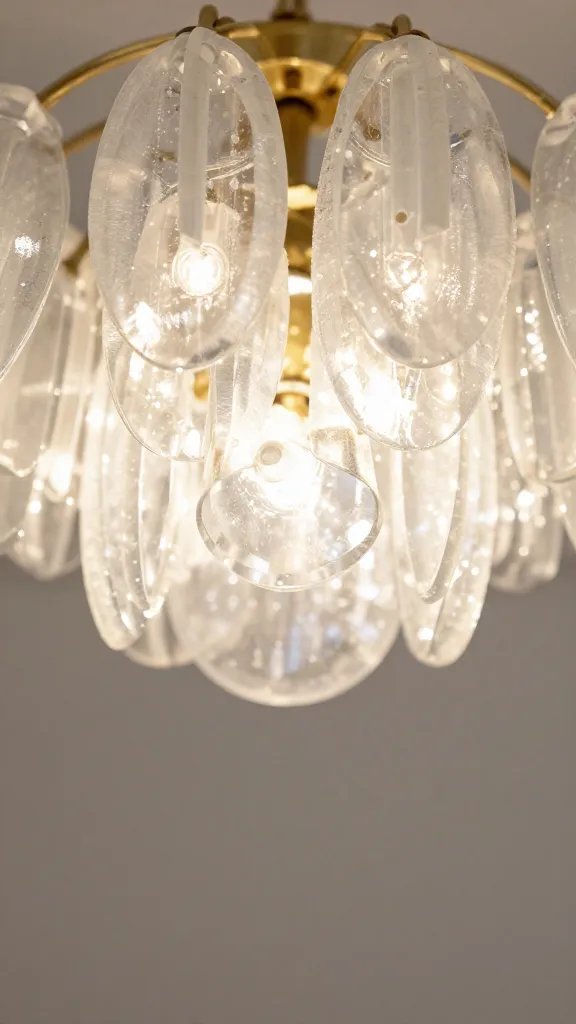 closeup of chandelier-style lighting fixture with soft sparkle background