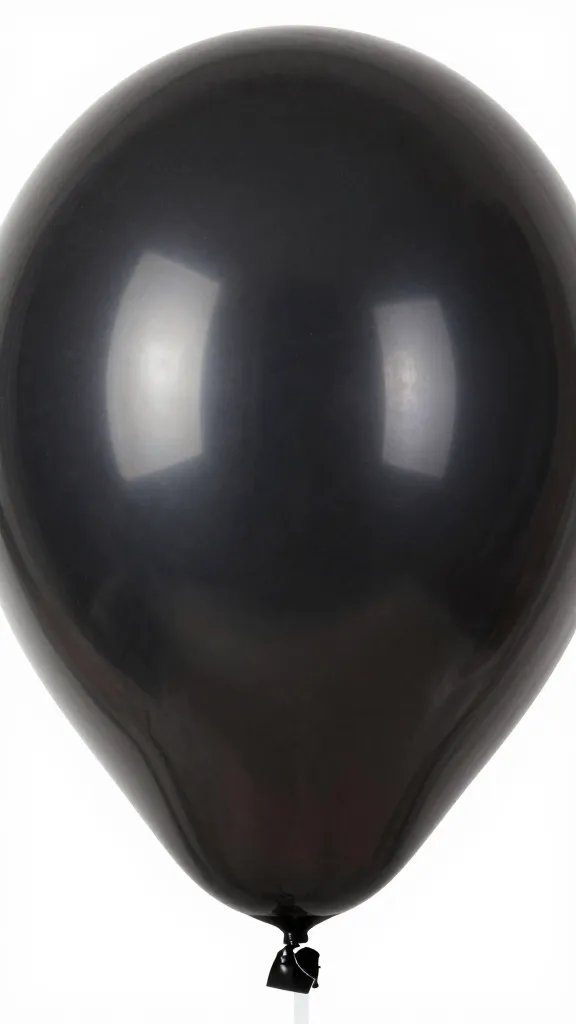 Closeup of a single charcoal balloon with satin surface