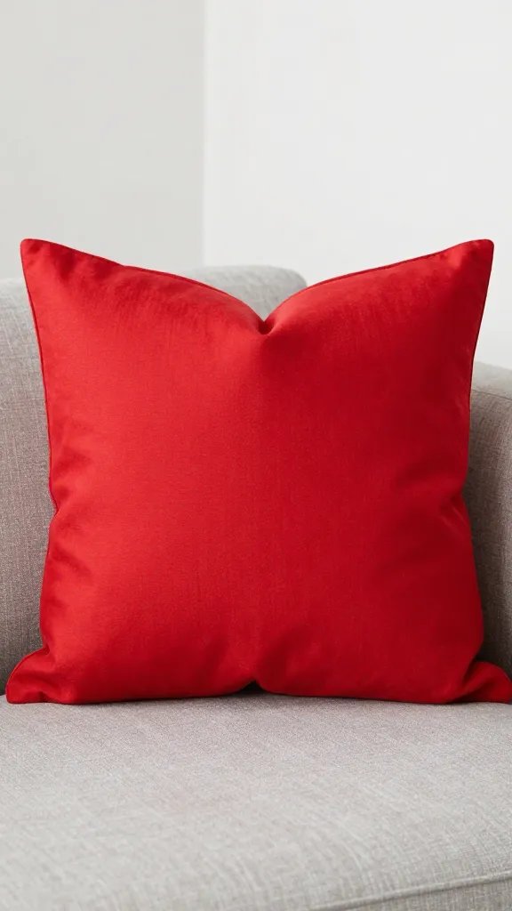 Closeup of a single bold throw pillow on a sofa