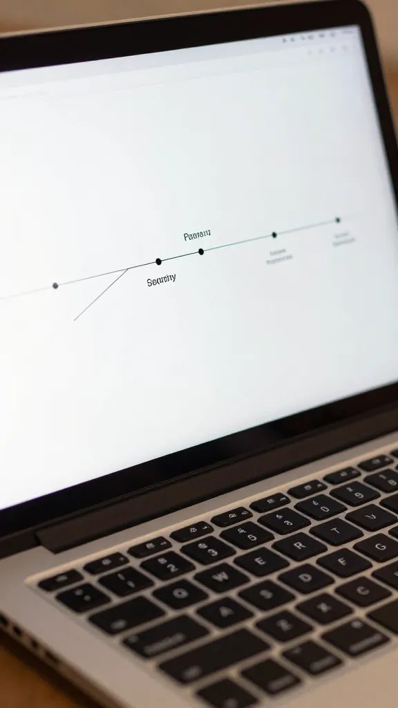 closeup of a single laptop or notebook showing a loose party timeline