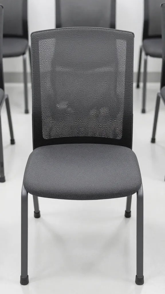 closeup of a single extra chair arranged in a clear hangout area