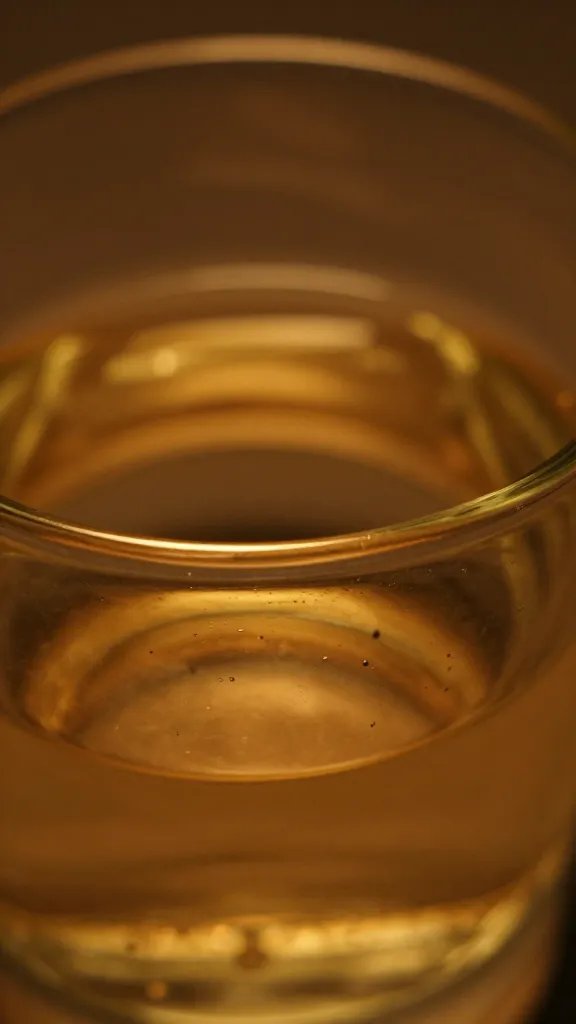 closeup of a metallic gold rimmed glass with warm ambient glow