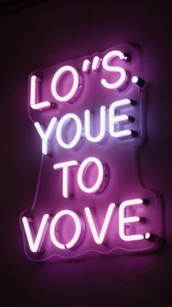 focused shot of neon quote sign with soft ambient glow