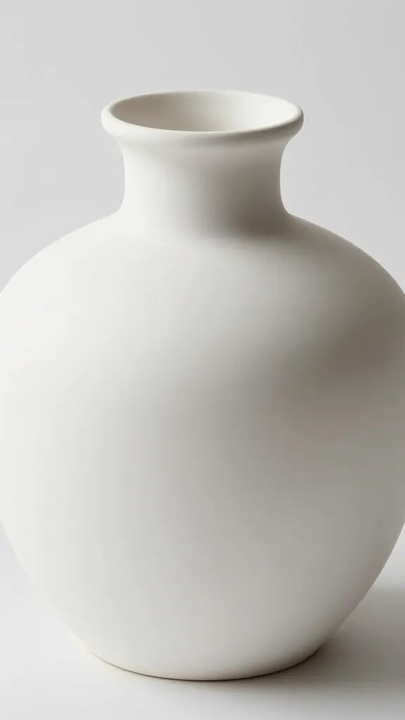 closeup of matte-white ceramic vessel as modern centerpiece accent