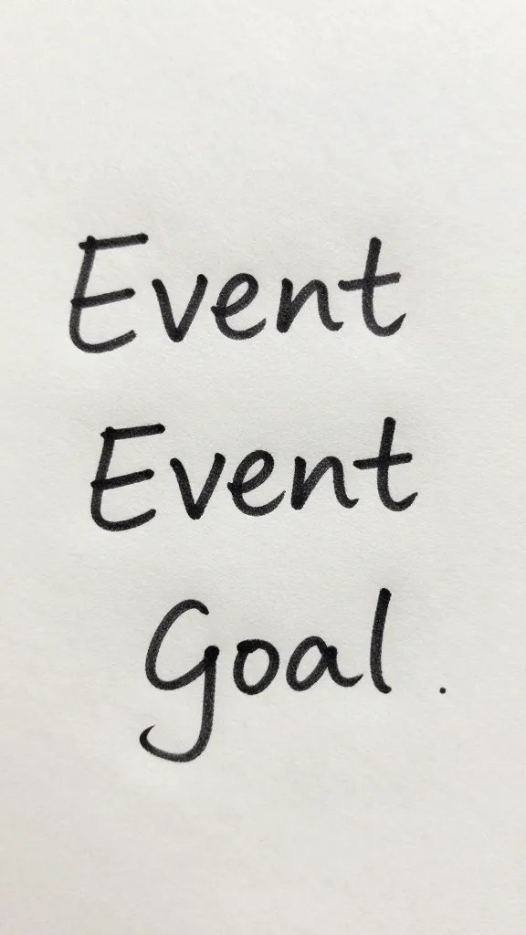 closeup of a crisp, handwritten one-sentence event goal on a notepad