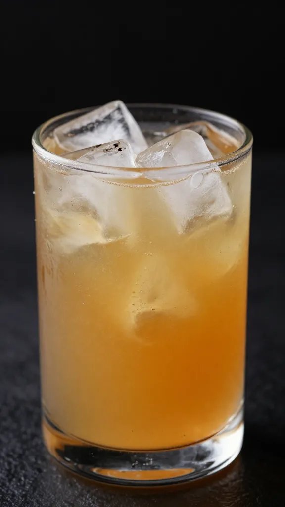 closeup of a single mug of punch with ice cube garnish