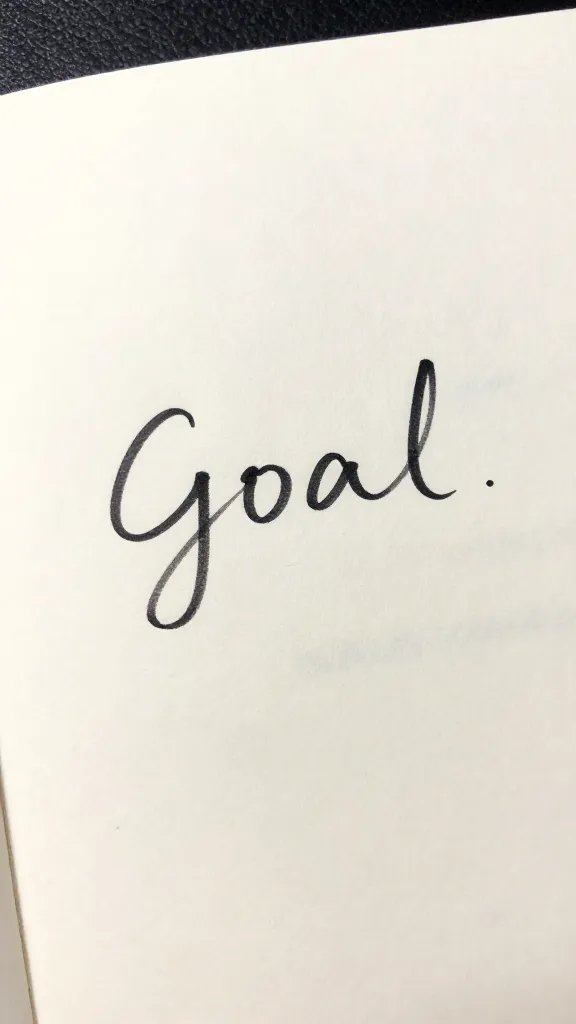 closeup of a notebook with a single sentence goal written