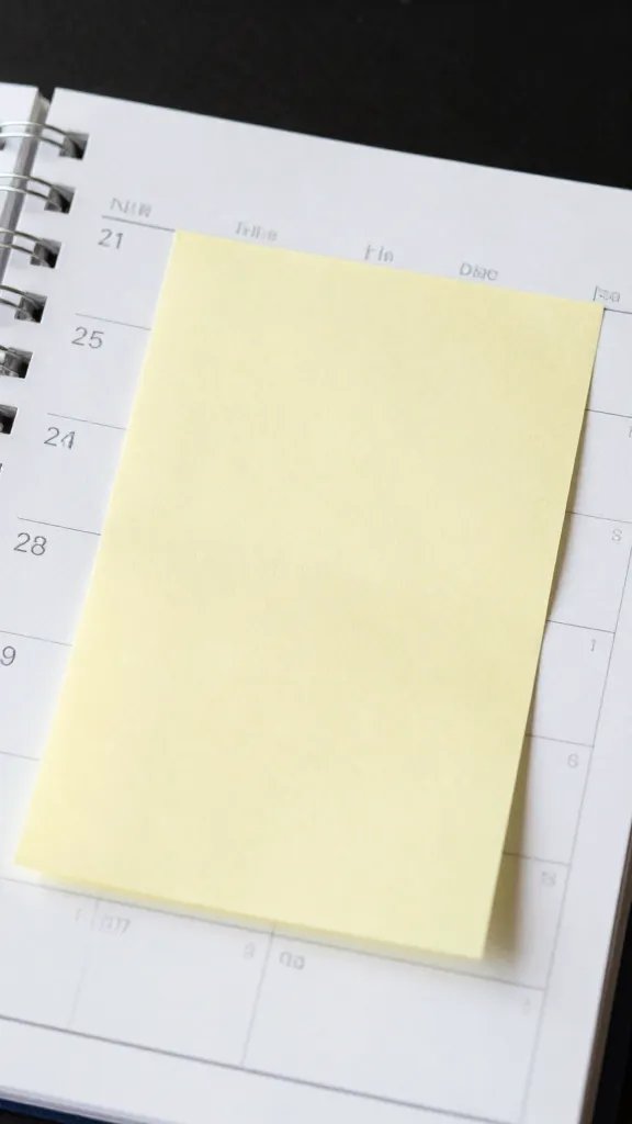 Closeup of a cluttered calendar with back-to-back bookings note