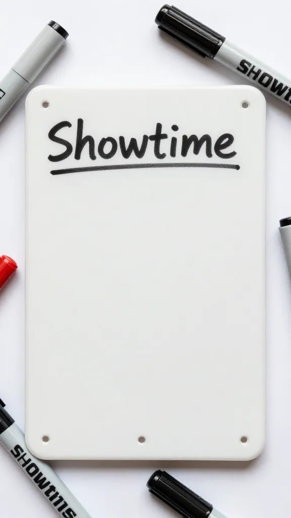 Closeup of a single project board card labeled “Showtime” with markers around it
