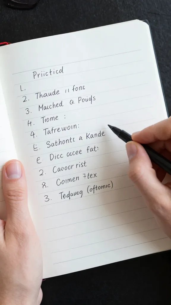Closeup of a single person choosing a prioritized task list on a notepad