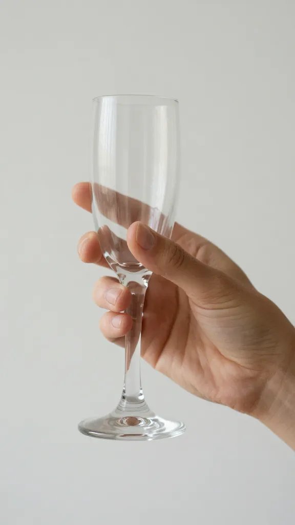 closeup of a hand raising a glass for a tiny celebration